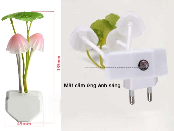 Đèn Ngủ Cảm Ứng Ánh Sáng Hình Cây Nấm