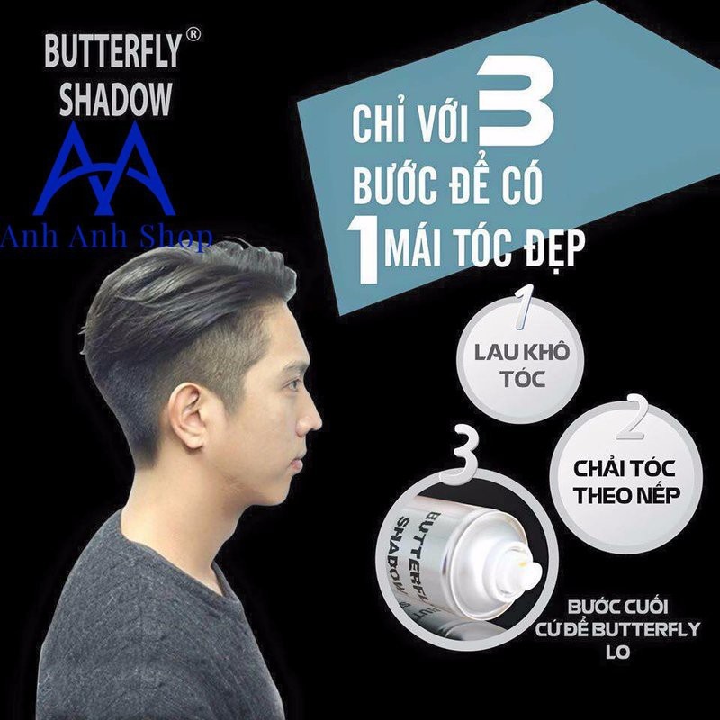 Gôm xịt tóc nam chính hãng Butterfly Shadow 320ml (Trắng)